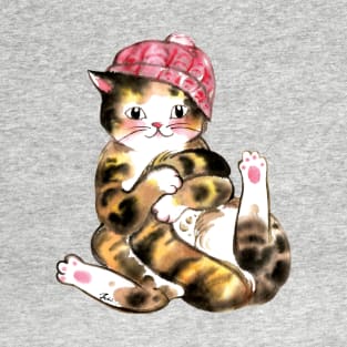 Winter cute cat hug tail T-Shirt